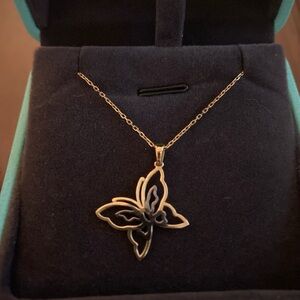 Butterfly Pendant Necklace, 14k Solid Gold